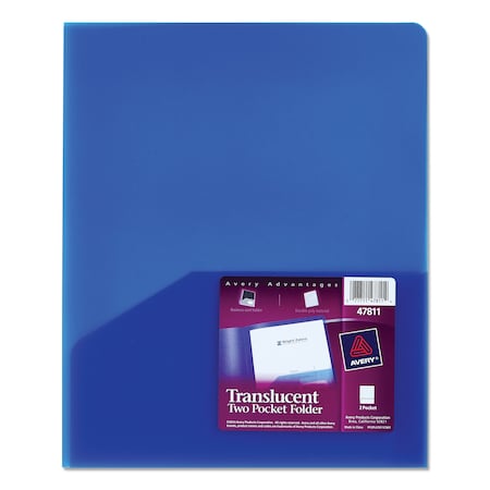 Avery Dennison Translucent Two Pocket Cover, Blue 47811